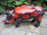 Schwein mit Rosen, Glimmer, Sonderanfertigung mit Widmung