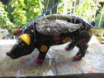 Engelschwein mit abstrakter Bemalung, Glimmer