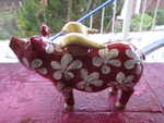 Sparschwein mit Flügeln: Margeriten und Strass