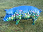 Schwein, 110cm, mit bunter Wiese, Sonderanfertigung