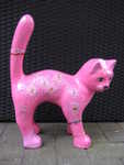 Stehende Katze mit Silberornamenten, viel Glimmer und Strass