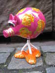 Wackel-Schwein mit Rosen, Goldkontur